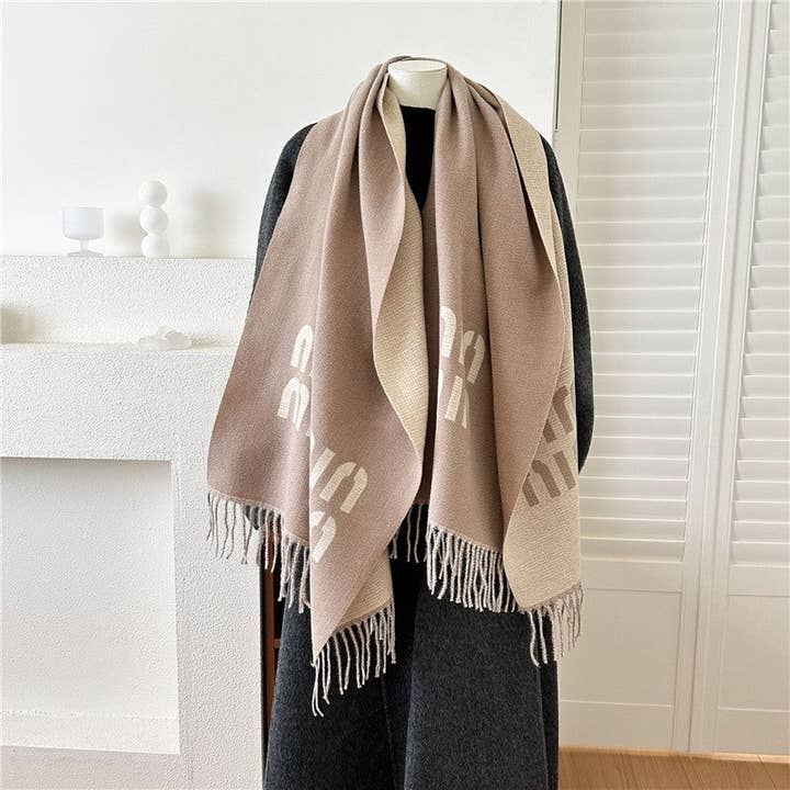 Ekartini - Wholesale Scarf - Women's - Jacquard Fringe Cashmere-Like Scarf5