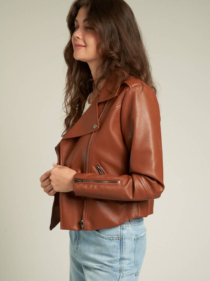 Faux Leather Moto Jacket for wholesale by En Crème