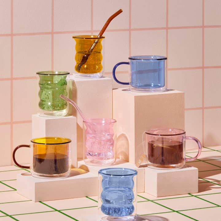 Poketo - Wholesale Drinking Glass/Cup - Double Wall Groovy Cup