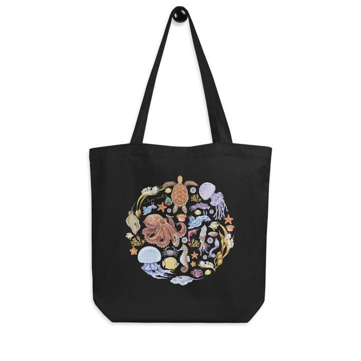I LOVE NUDIS - Wholesale Tote Bag - Women's - I LOVE NUDIS™ Watercolor Ocean Creatures Organic Cotton Nudibranch Tote Bag6