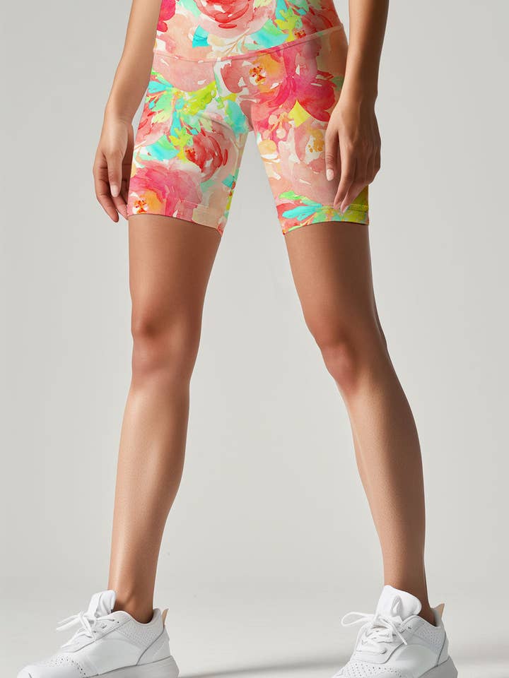 Good Idea Karen Floral Performance Yoga Biker Shorts - Women for wholesale by Pineapple Clothing