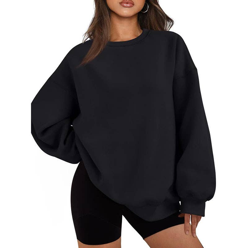 Masyal - Wholesale Sweatshirt - Women's - Women Oversize Solid Mock Neck Sweatshirt for Game Day18