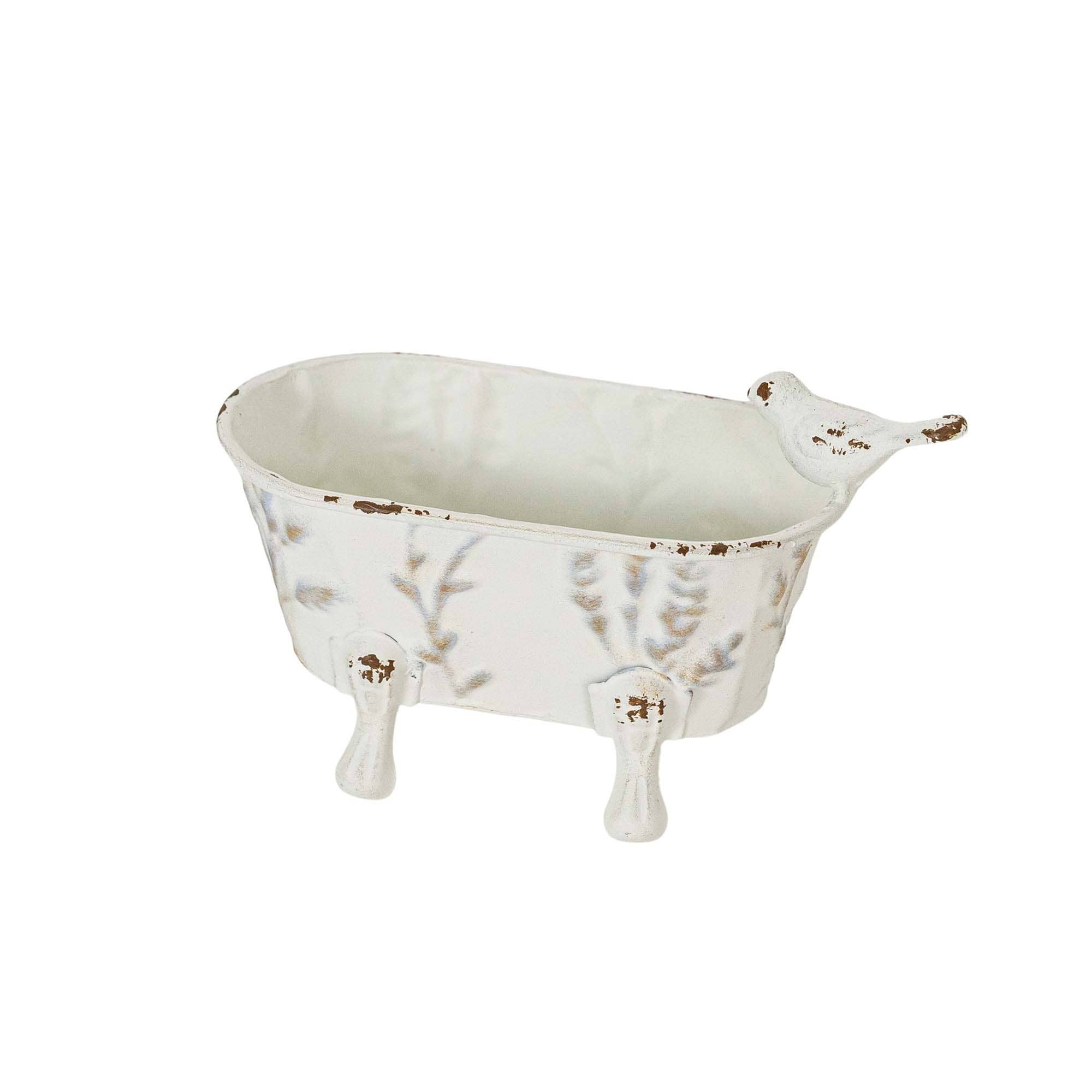 Foreside Home & Garden - Wholesale Bath Soap Dish - Lyra Vintage Clawfoot Bathtub Mini Planter White Soap Dish5