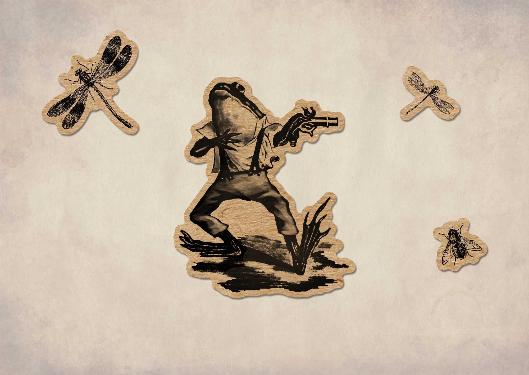 BoyPilot Goods - Wholesale Sticker - Vintage Frogs Sticker Sheet - Cute Cottagecore Antique Frog1