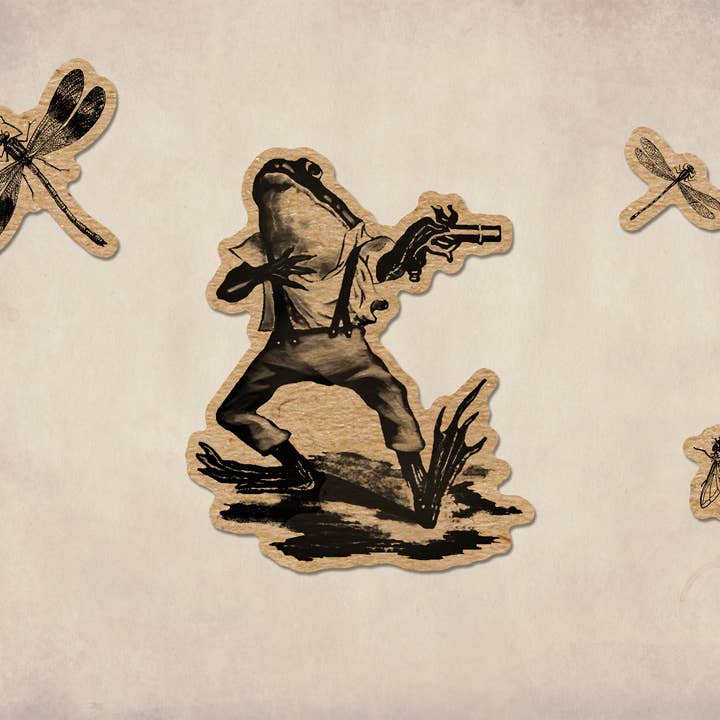 BoyPilot Goods - Wholesale Sticker - Vintage Frogs Sticker Sheet - Cute Cottagecore Antique Frog1