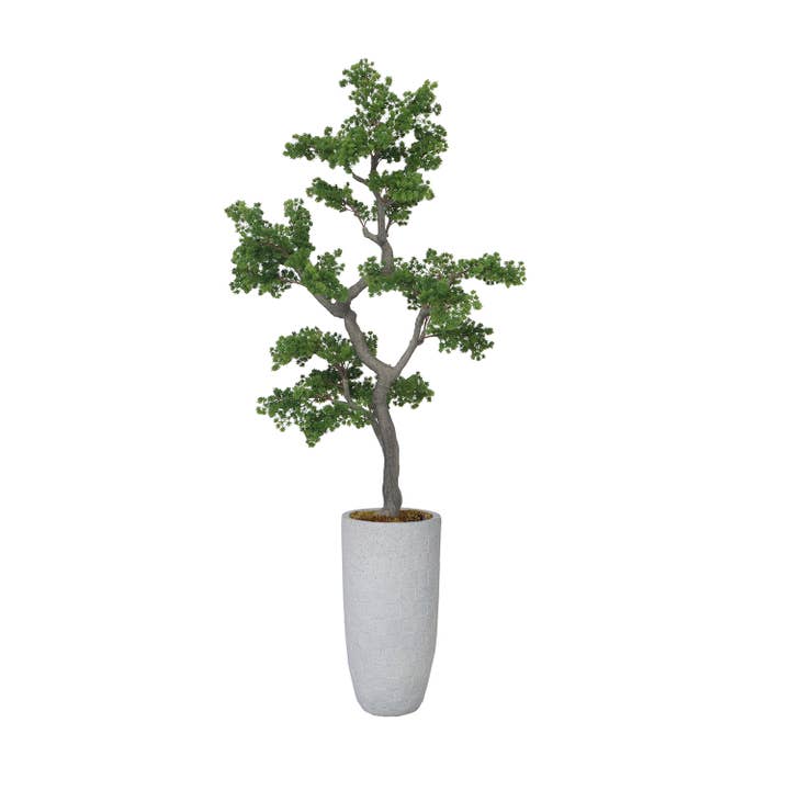 69.3'' Artificial Bonsai tree in a beige checkered planter for wholesale by Vintage Home