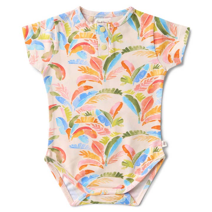 Snuggle Hunny - Wholesale Bodysuit (non-footed) – Baby - Summer Palm Short Sleeve Organic Bodysuit1