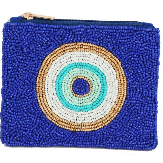 LUV & Co. – Porta-moedas - Mulher por atacado – Porta-moedas artesanal com frisadas Evil Eye