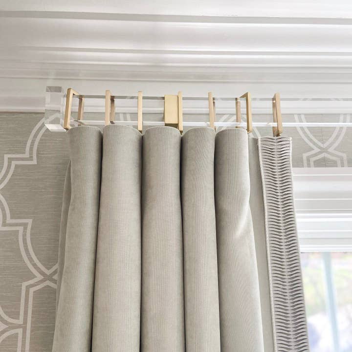 LuxHoldups - Wholesale Curtain Rod - Lucite End Cap for Rectangular Rod Curtain Finials