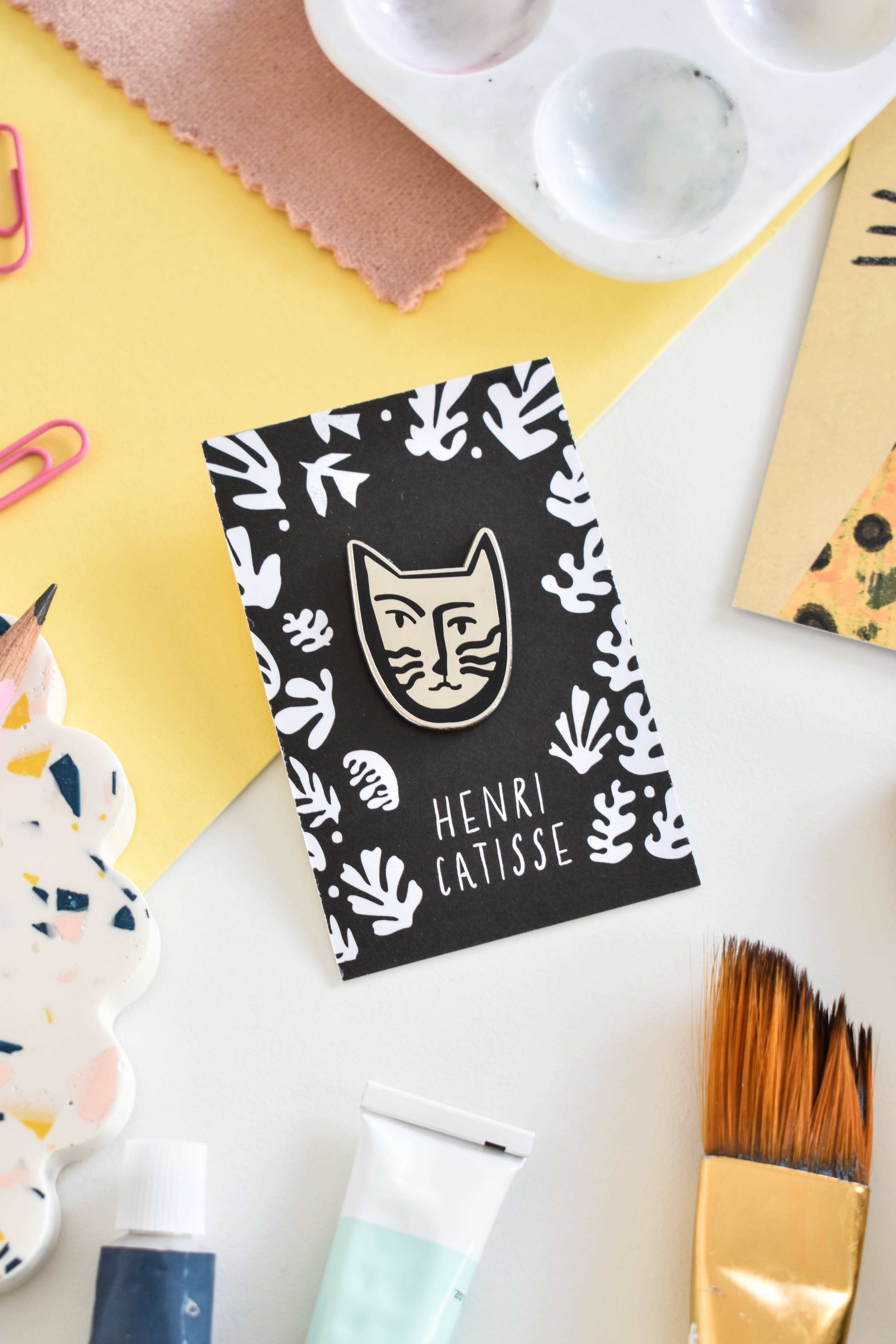 Niaski - Feline Fine Art (USA DUTIES PAID) - Vente Épinglettes/boutons - Henri Catisse Épingle d'Artiste Chat5