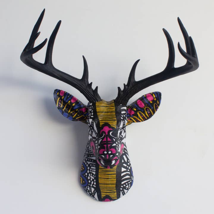 Fabric Deer Head - Folk Peacock for wholesale by Near and Deer