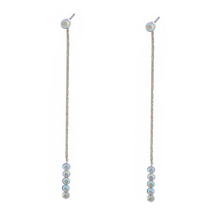 Cool Crystals - Wholesale Dangle Earrings - Fashion Earrings Silver Plated Aurora Borealis Dangle