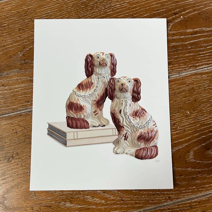 Staffordshire Dog Pair Artwork, Chinoiserie Wall Art for wholesale by Art and Soul