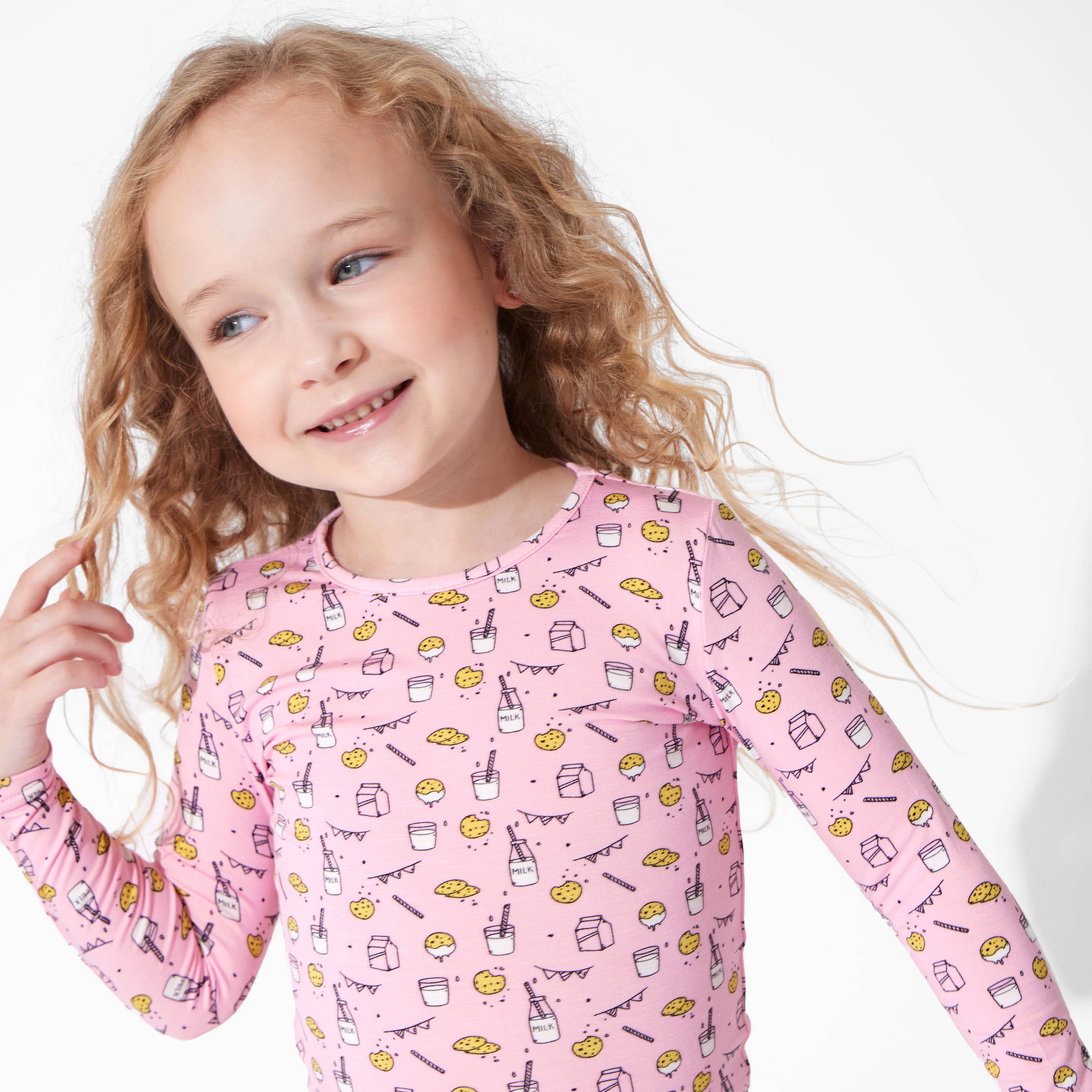 Bellabu Bear - Wholesale Sleepwear Set - Kids - Milk and Cookies Pink Bamboo Kids Pajamas6