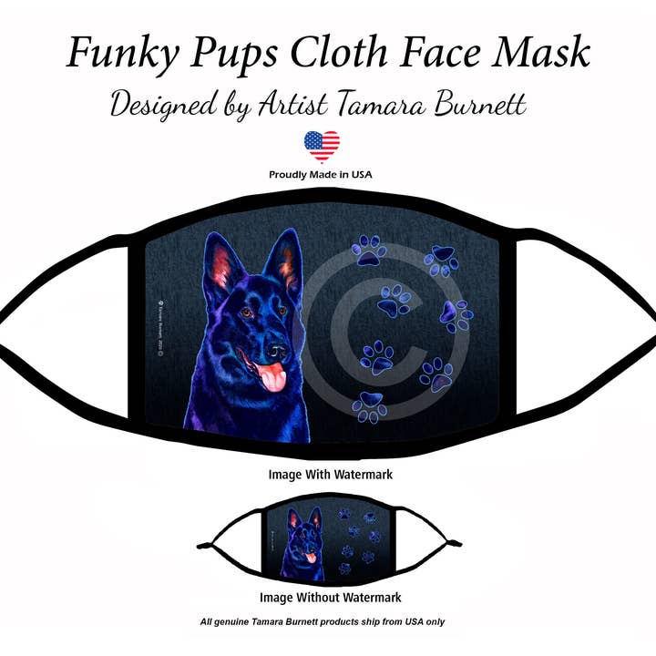 Pet Gifts USA, LLC - Wholesale Pet Bandana - Dog - German Shepherd Black Funky Pups Mask