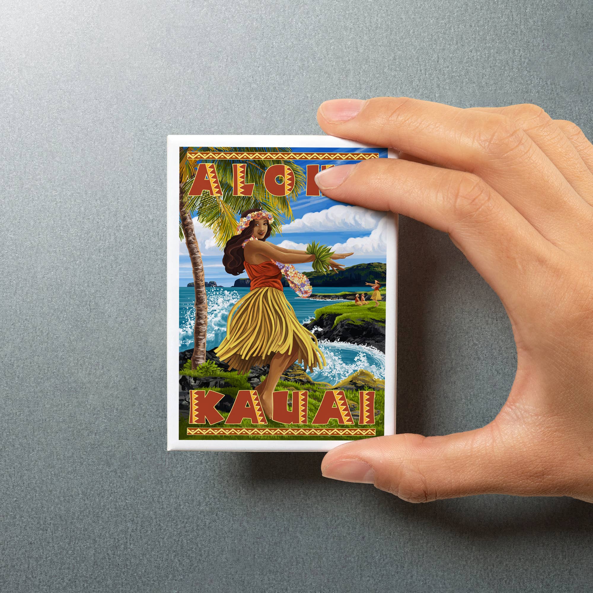 Lantern Press - Wholesale Magnet - MAGNET Kauai, Hawaii, Hula Girl on Coast5