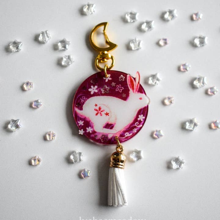 Rabbit Keychain Charm with Tassel for wholesale by Lycheemeadow