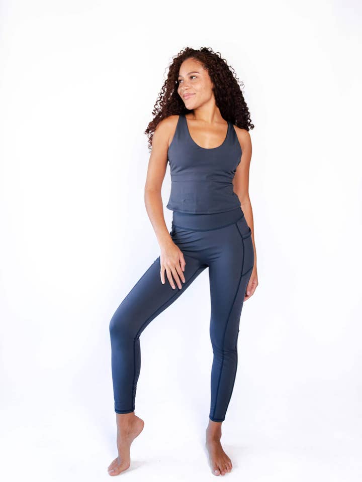 Vitality Tank in Navy Blue for wholesale by Yoga Democracy
