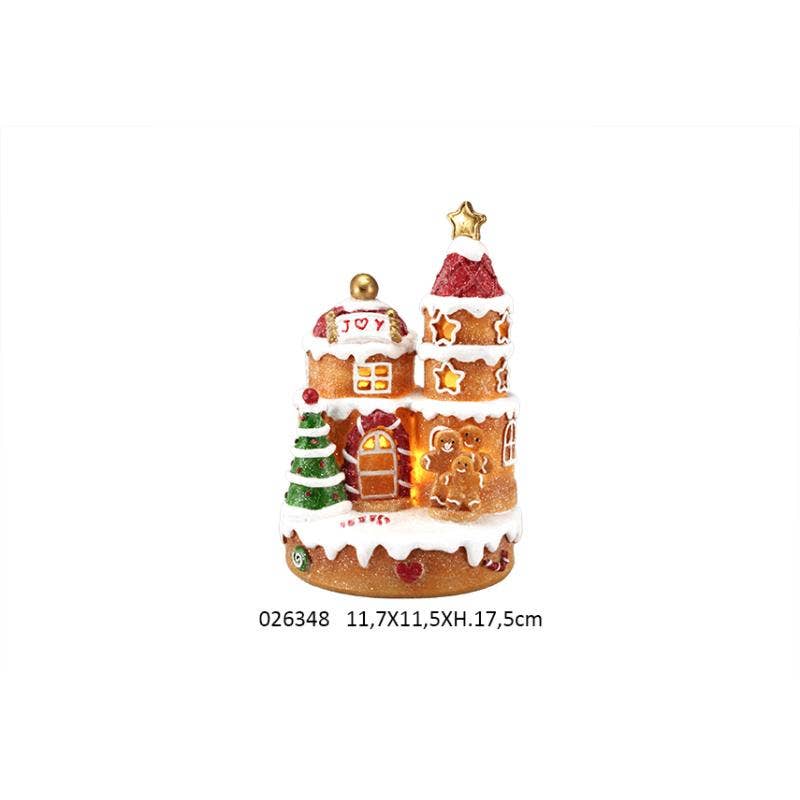 Faye - Wholesale Christmas Decoration - Gingerbread House Led 'Noel' 11.7 X 11.5 X H. 17.5 cm0