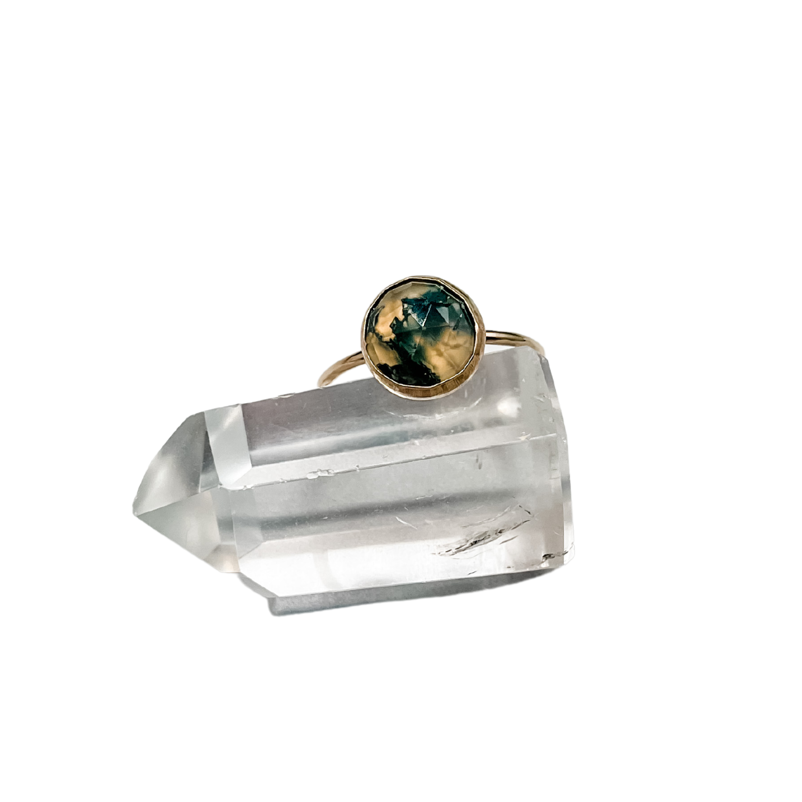 Simply Chic Jewelry - Wholesale Cocktail/Statement Ring - Moss Agate Rose Cut Ring2