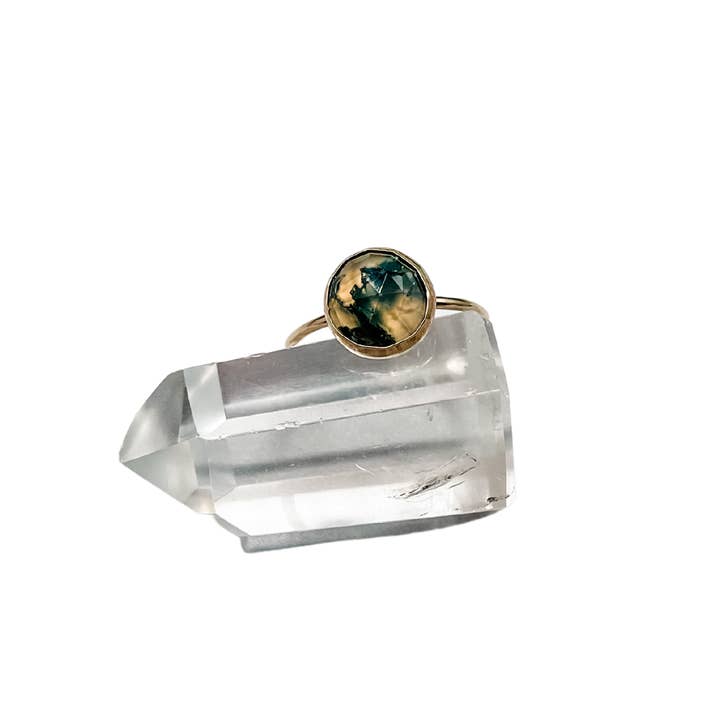 Simply Chic Jewelry - Wholesale Cocktail/Statement Ring - Moss Agate Rose Cut Ring2