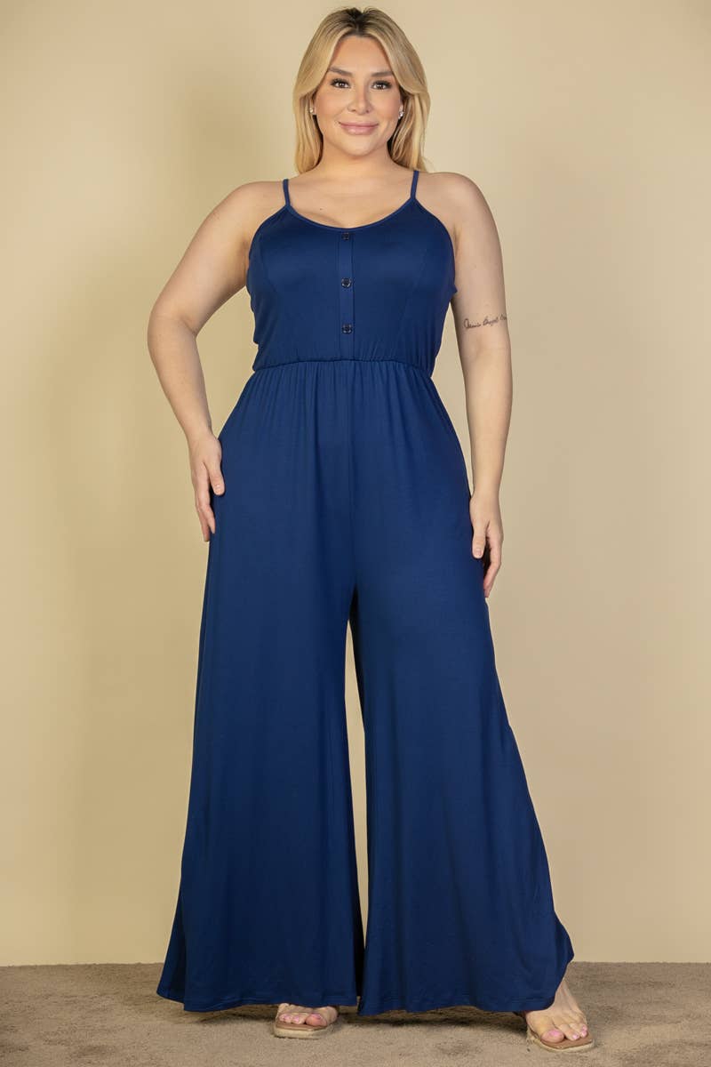CAPELLA APPAREL - Wholesale Jumpsuit - Dames - Jumpsuit met wijde pijpen en knopen voor dames in grote maten16