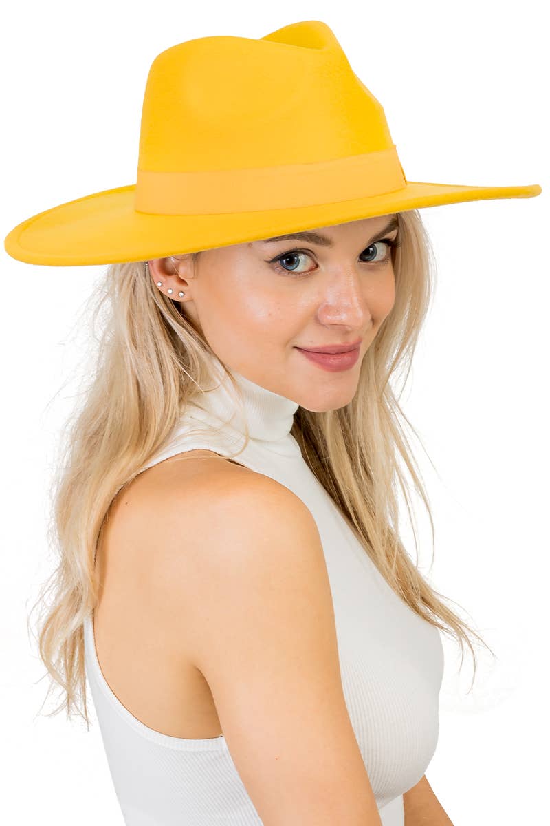 Cap Zone - Vente Chapeau en feutre – unisexe - Chapeau d'éleveur en feutre monochrome à large bord et nœud plat16