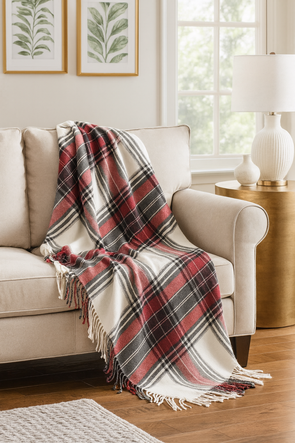 Fennco Styles - Wholesale Throw blanket - Red Classic Plaid Tassel Trim 50x60 Inch Throw Blanket1
