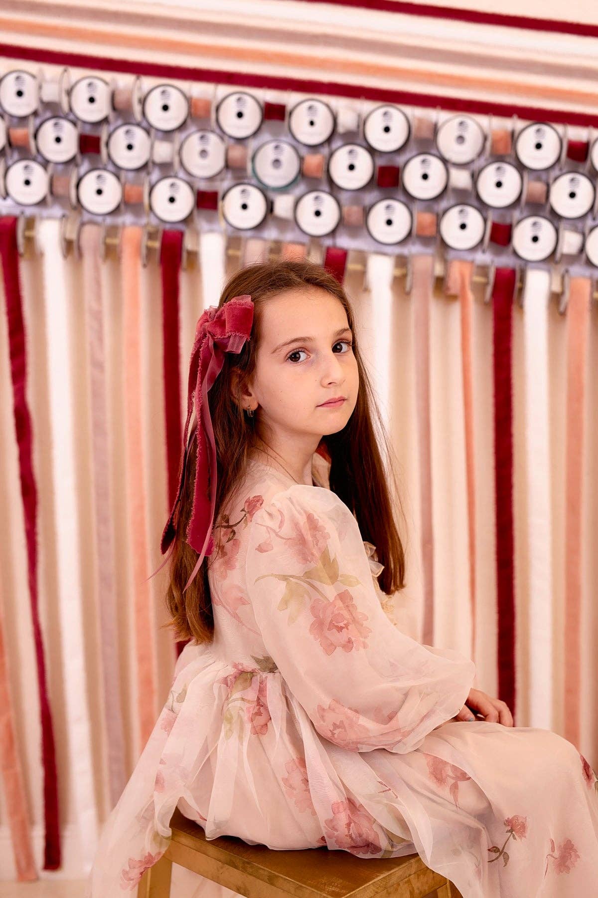 Primrose Princess Long Tail Bow Clip - Cranberry (Handmade in the USA!) for wholesale on Faire10