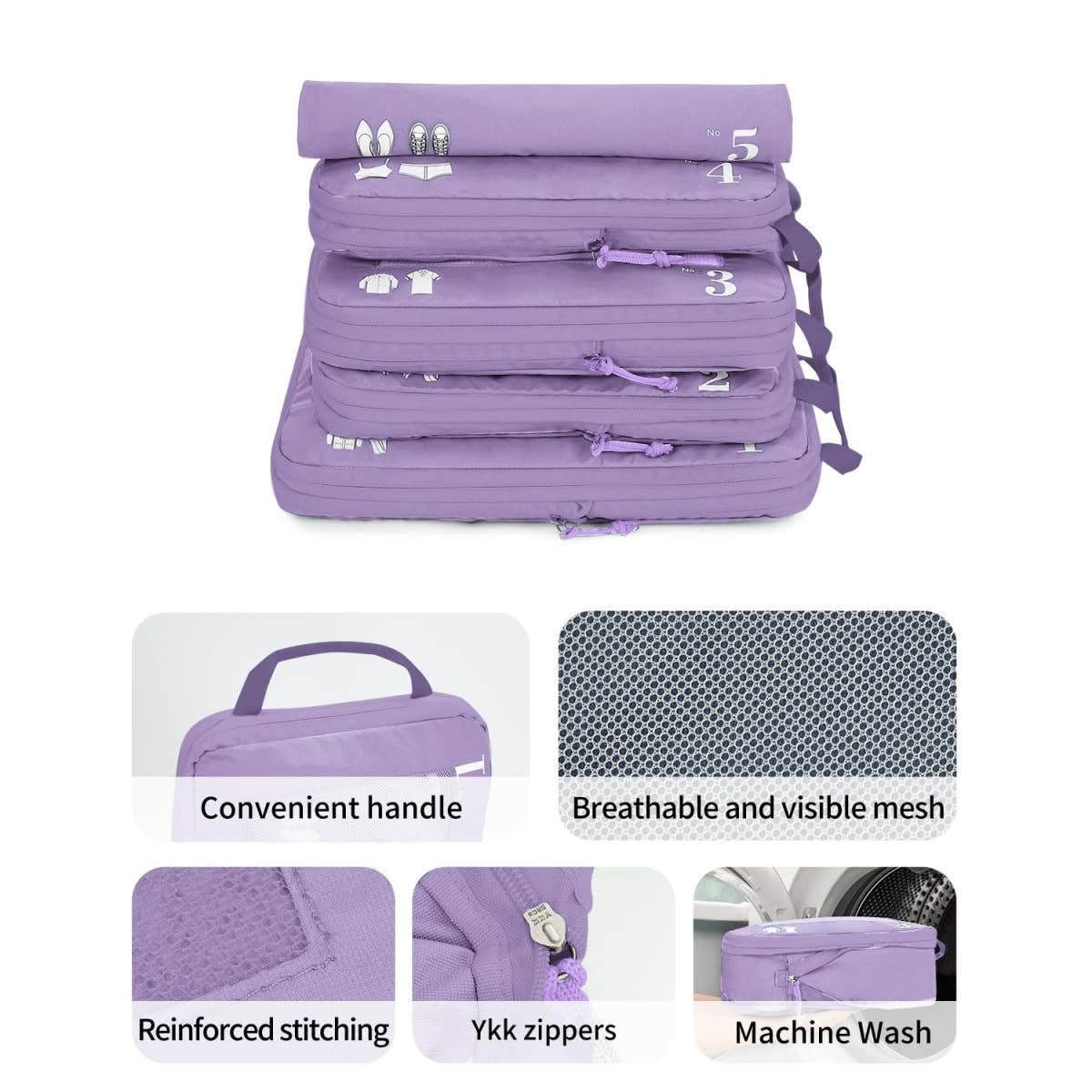 wandf - Wholesale Travel Set - 5 Set Compression Packing Cubes for Suitcases Organiser Bags45