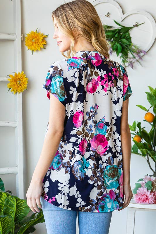 ET7033-12 MULTI COLOR FLORAL TOP for wholesale on Faire7