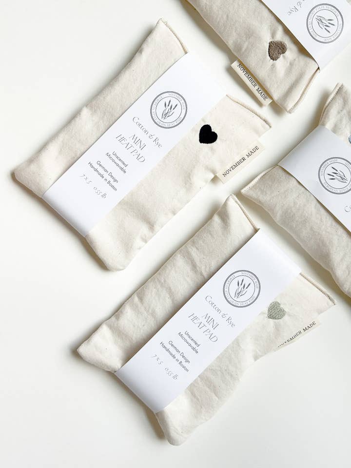 Neutral Mini Heart Heat Pad - Embroidered for wholesale by November Made