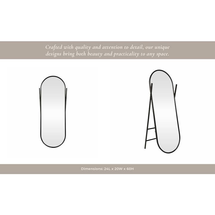Sagebrook Home – wholesale Golvspegel – Golvspegel - Svart metall rundad båge hel längd, 60 tum.7
