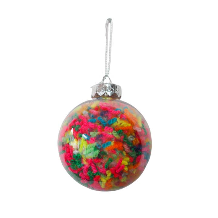 Yarn Christmas Bauble Decoration - Glass or Plastic for wholesale by Fat Pom Poms
