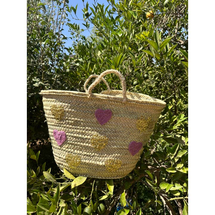 Mikwi - Wholesale Basket - FRENCH BASKET || Straw bag Moroccan Basket with Hearts 5