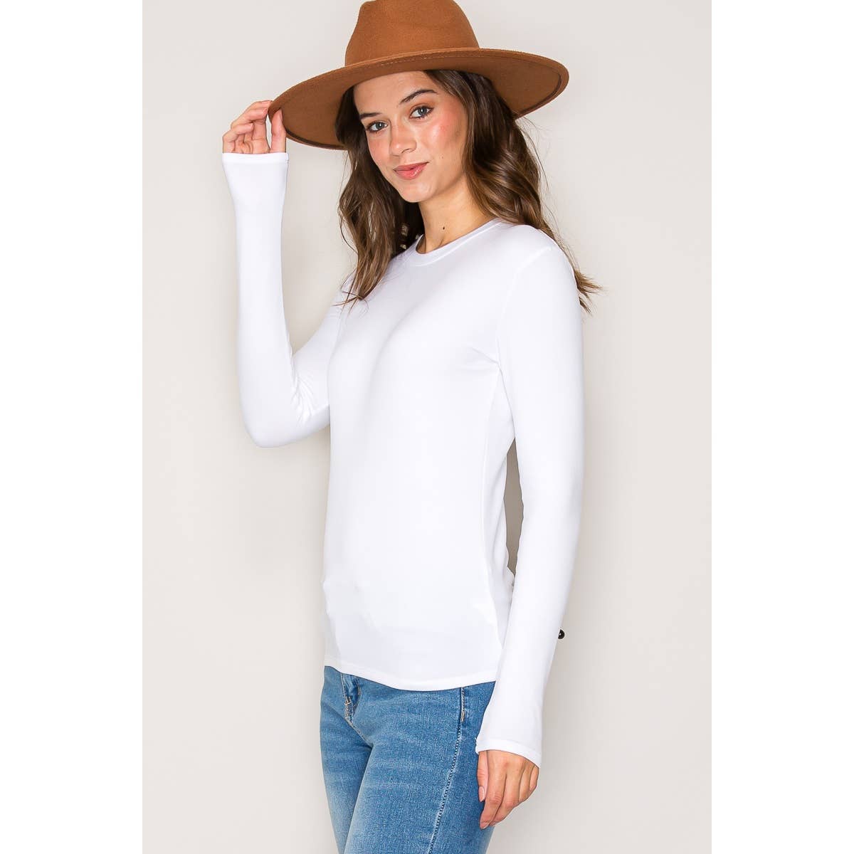 Popular 21 - Wholesale Knit Top - Women's - Fleece Lined Crew Neck Long Sleeve Top1