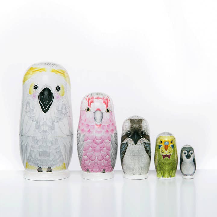 Muñecas de anidación de aves australianas para venta al por mayor de Marmalade Lion