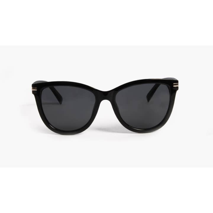 NEWPORT BLACK MODERN CAT EYE SUNGLASS WITH BLACK LENSES for wholesale by Malibu Jane