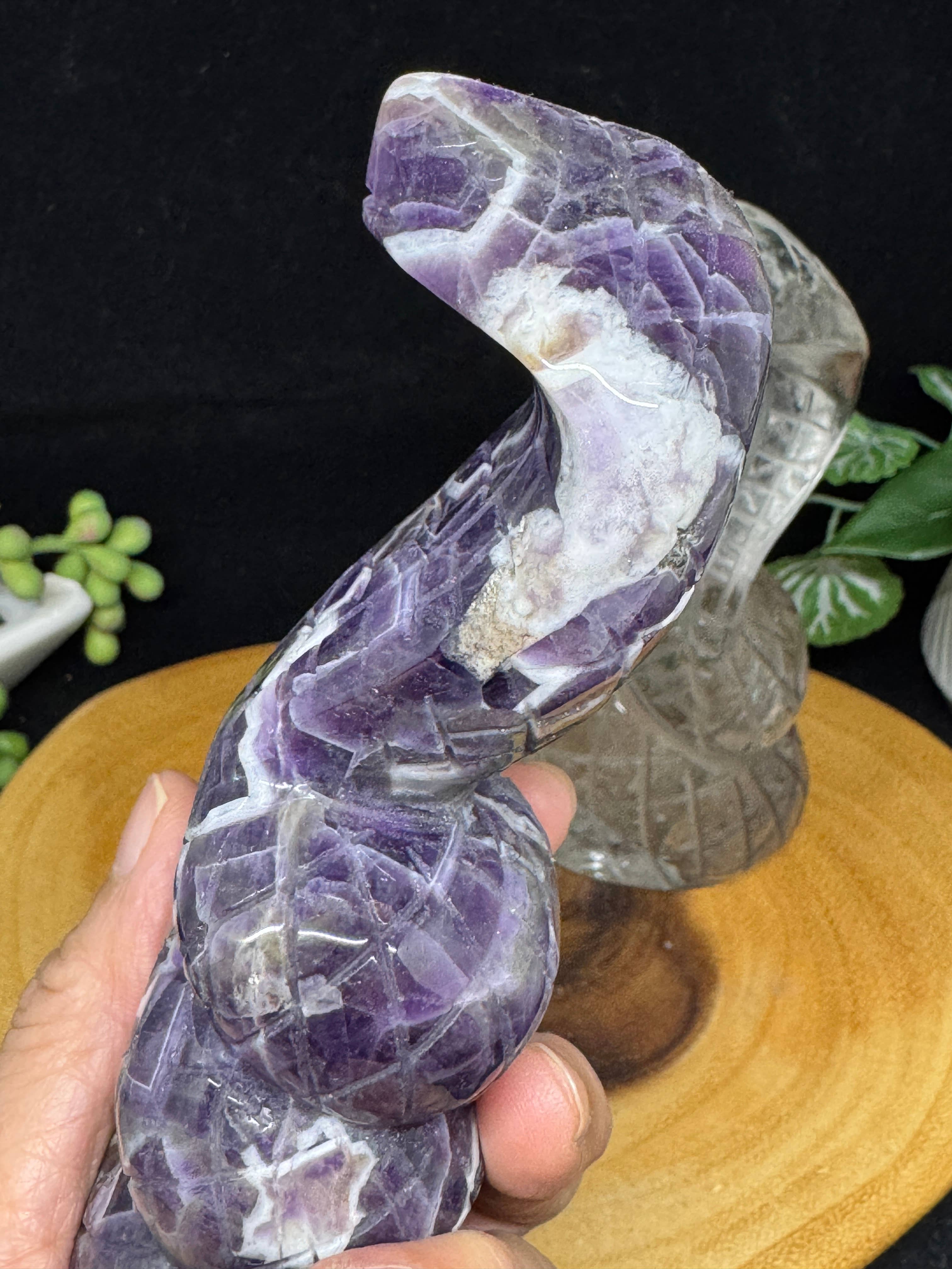The 7 Directions - Wholesale Spiritual Stone/Crystal - 2 pc Snake Cobra bundle amethyst lodolite G78922