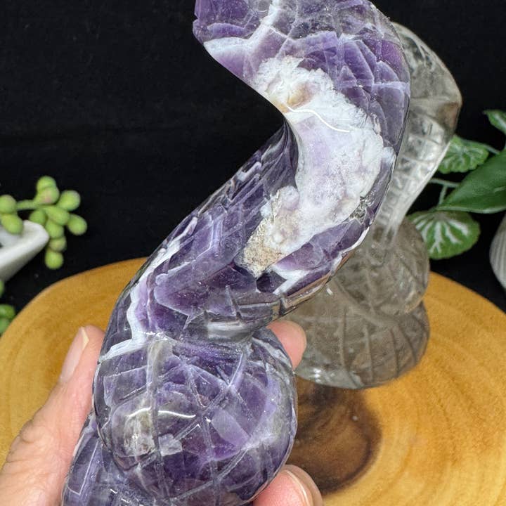 The 7 Directions - Wholesale Spiritual Stone/Crystal - 2 pc Snake Cobra bundle amethyst lodolite G78922