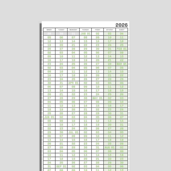 Annual Week View Calendar for wholesale by CW&T