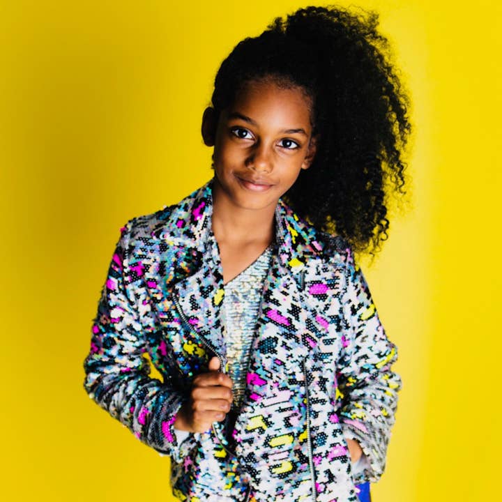 Leopard Flip Sequin Jacket for wholesale by Rebelde Planet