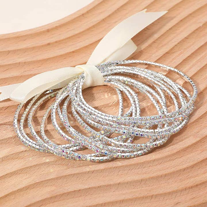 Sensibling Corp. – Großhandel Schmucksets – 12 Stück - Band Schlank Strass Stretch Mehrschichtiges Armband19