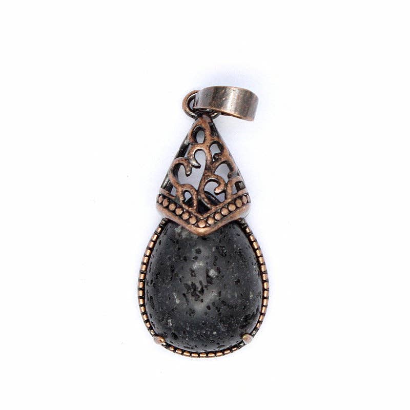 Mio Queena - Wholesale Individual Charm/Pendant - Drop-shaped Natural Stone Bronze Charms (Single Pendant) -CS13