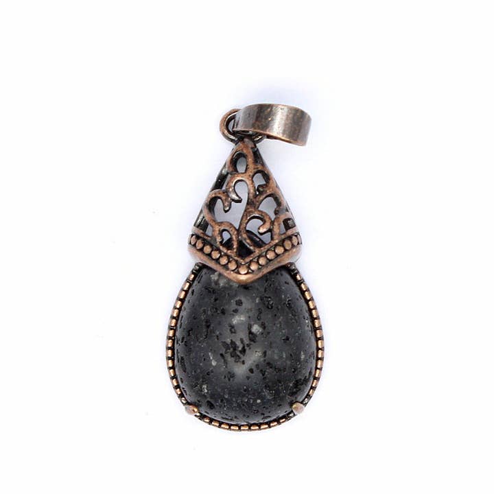 Mio Queena - Wholesale Individual Charm/Pendant - Drop-shaped Natural Stone Bronze Charms (Single Pendant) -CS13