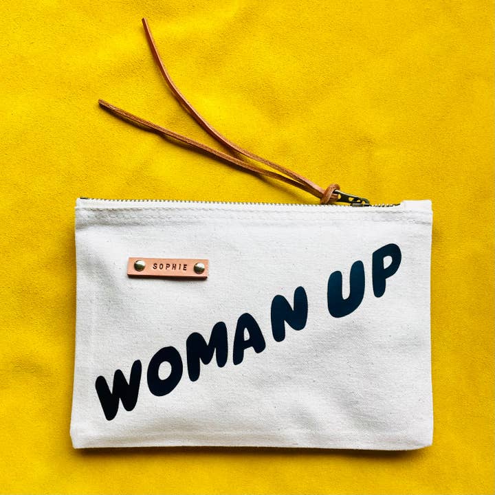 WOMAN UP PERSONALISED CANVAS POUCH for wholesale by Konoc
