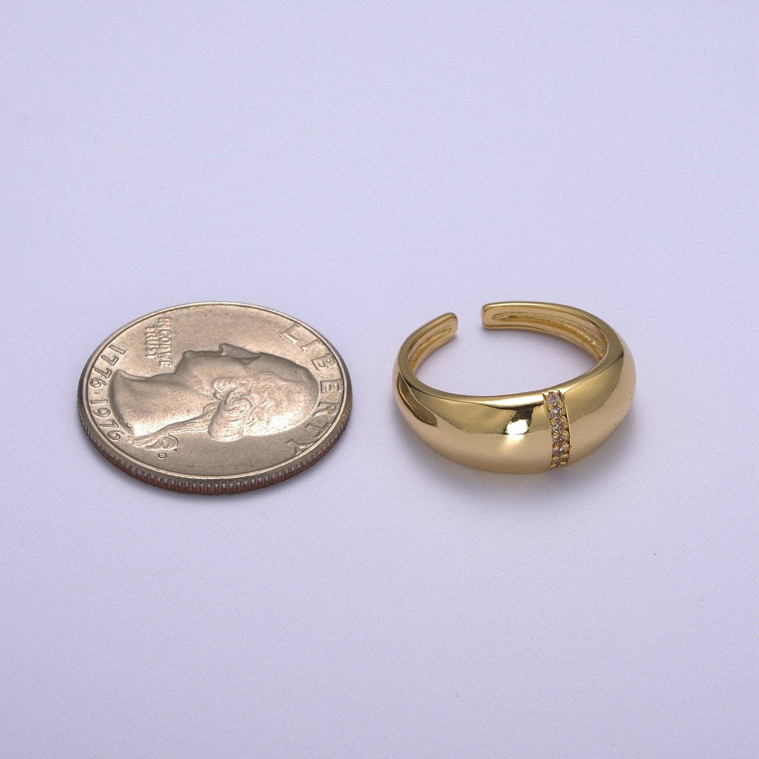 Aim Eternal - Wholesale Band/Stacked Ring - Bold Dome Ring, Adjustable Gold Ring, Chunky Ring, Stackable Ring for Statement Jewelry Birthday Gift Idea for Her woman ring Sz 7.54