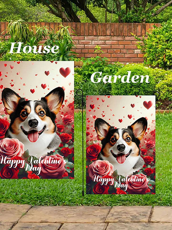 Corgi Cardigan Open Tri - Valentine Garden Flag for wholesale by Best of Breed Products