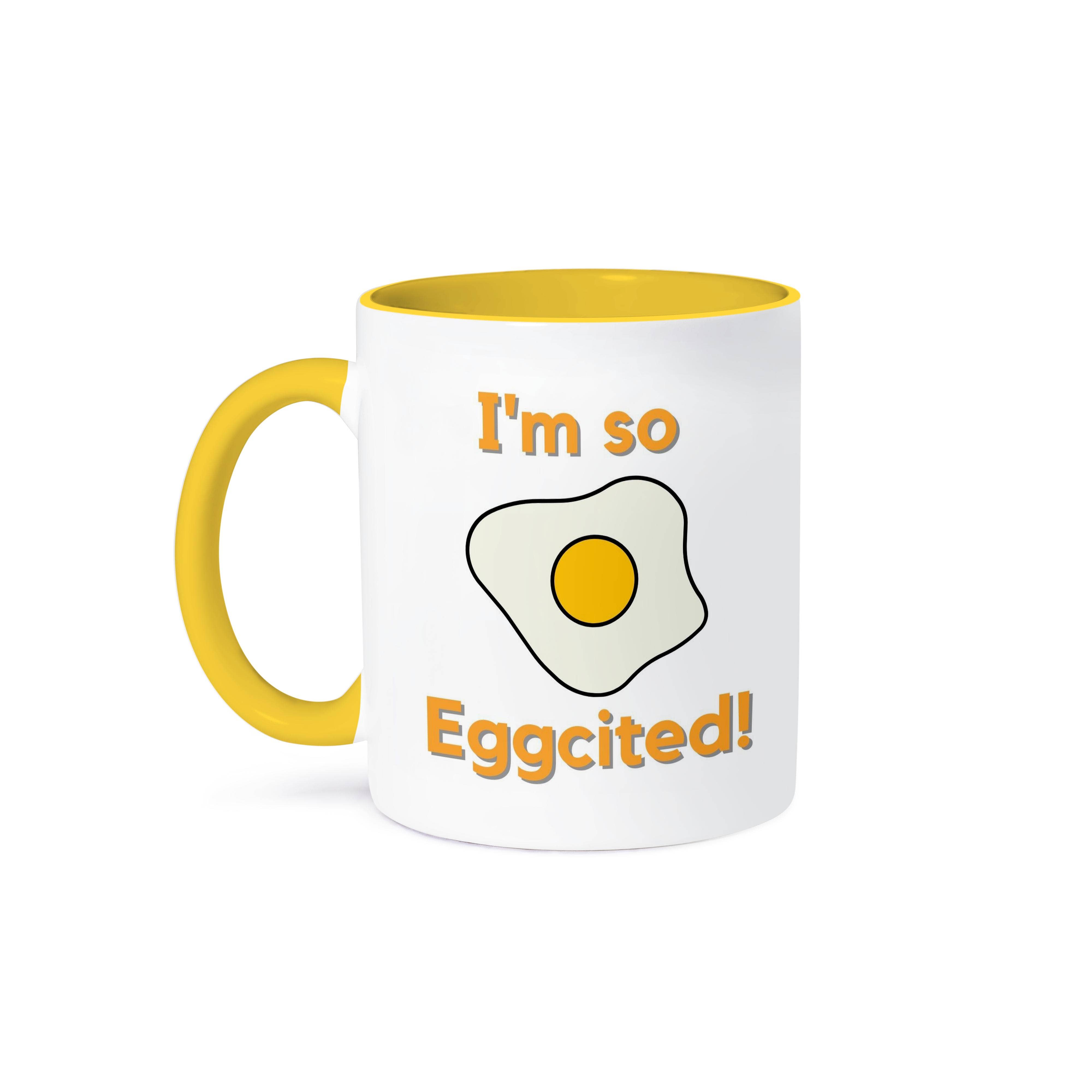 3dRose – Engroshandel Kaffekrus – 3dRose, Sød billede af æg med teksten Jeg er så ægsciteret, krus0