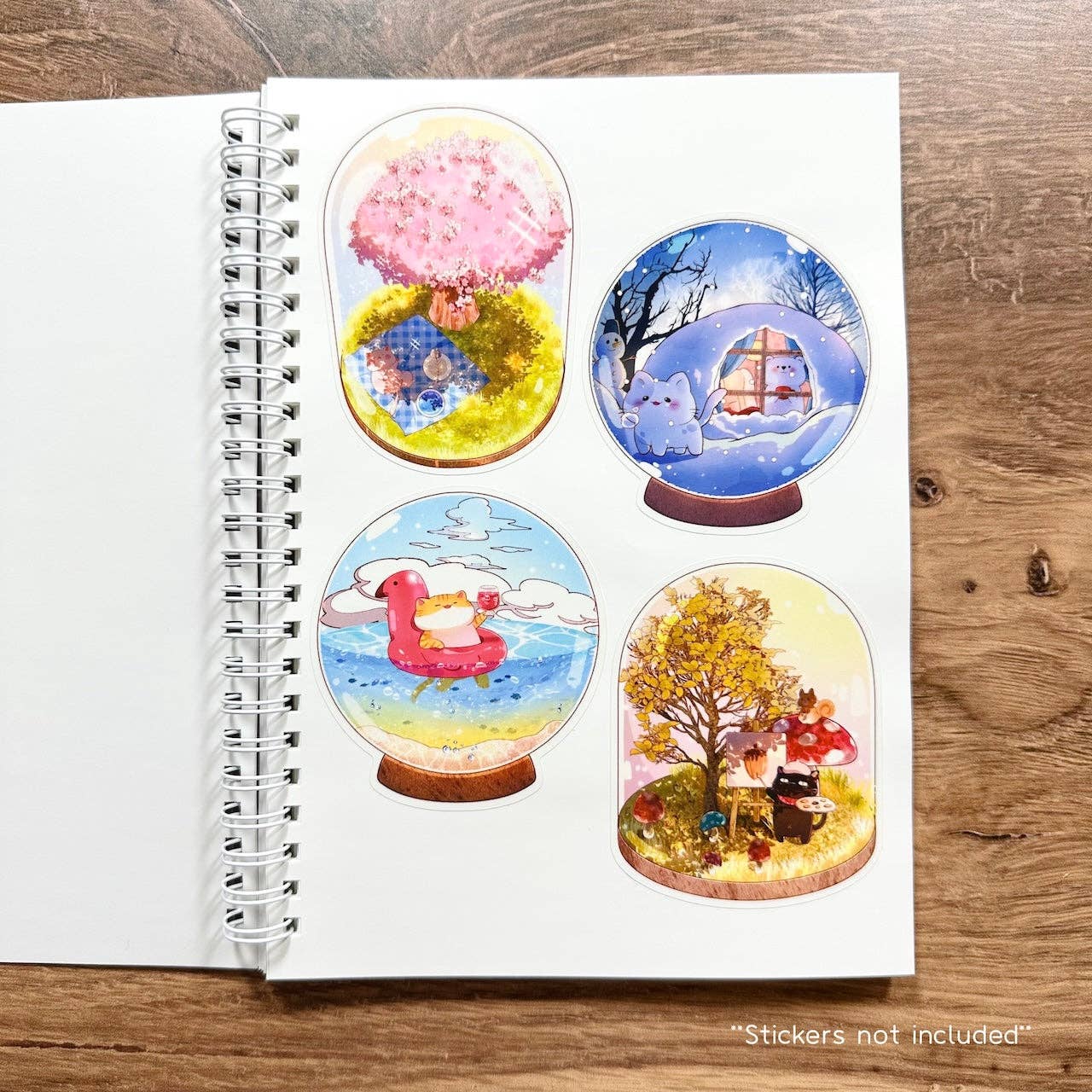 Meowashi Studio - Wholesale Notebook - White Cat and Pansy Reusable Sticker Collection Book3